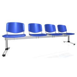4-miestna lavica Imperia, konštrukcia sivá, plast modrá 