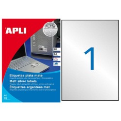 Etikety polyesterové 210x297mm APLI A4 20 hárkov strieborné Etikety polyesterové 210x297mm APLI A4 20 hárkov strieborné