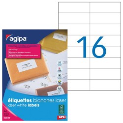 Etikety laser 105x37mm Agipa A4 100 hárkov Etikety laser 105x37mm Agipa A4 100 hárkov
