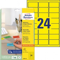 Etikety Avery odnímateľné 63,5x33,9 mm, žlté Etikety Avery odnímateľné 63,5x33,9 mm, žlté