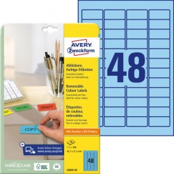 Etikety Avery odnímateľné 45,7x21,2 mm, modré Etikety Avery odnímateľné 45,7x21,2 mm, modré