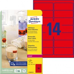 Etikety Avery odnímateľné 99,1x38,1 mm neónové červené Etikety Avery odnímateľné 99,1x38,1 mm neónové červené