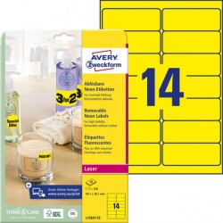 Etikety Avery odnímateľné 99,1x38,1 mm neónové žlté Etikety Avery odnímateľné 99,1x38,1 mm neónové žlté