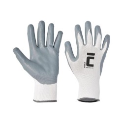 Rukavice nylon/úplet/nitril BABBLER, sivé/biele, veľ. 9/L Rukavice nylon/úplet/nitril BABBLER, sivé/biele, veľ. 9/L