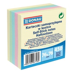 Samolepiaci bloček DONAU 5 pastelových farieb 76x76mm 450l Samolepiaci bloček DONAU 5 pastelových farieb 76x76mm 450l