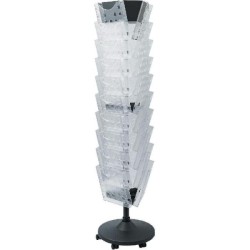 Otočný podlahový stojan Helit s 30 odkladačmi priehľadný Otočný podlahový stojan Helit s 30 odkladačmi priehľadný