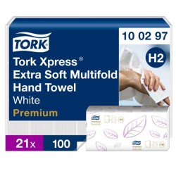 Papierové utierky skladané ZZ 2-vrstv. TORK Xpress Multifold extra jemné H2 (21 bal.) 