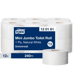 Toaletný papier 1-vrstv. TORK Mini Jumbo 18,8 cm, návin 240 m, prírodný biely, T2 (12 ks) Toaletný papier 1-vrstv. TORK Mini Jumbo 18,8 cm, návin 240 m, prírodný biely, T2 (12 ks)