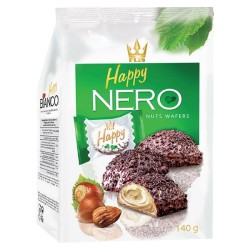 Oblátky HAPPY NERO s mliečno - orieškovou náplňou 140 g Oblátky HAPPY NERO s mliečno - orieškovou náplňou 140 g